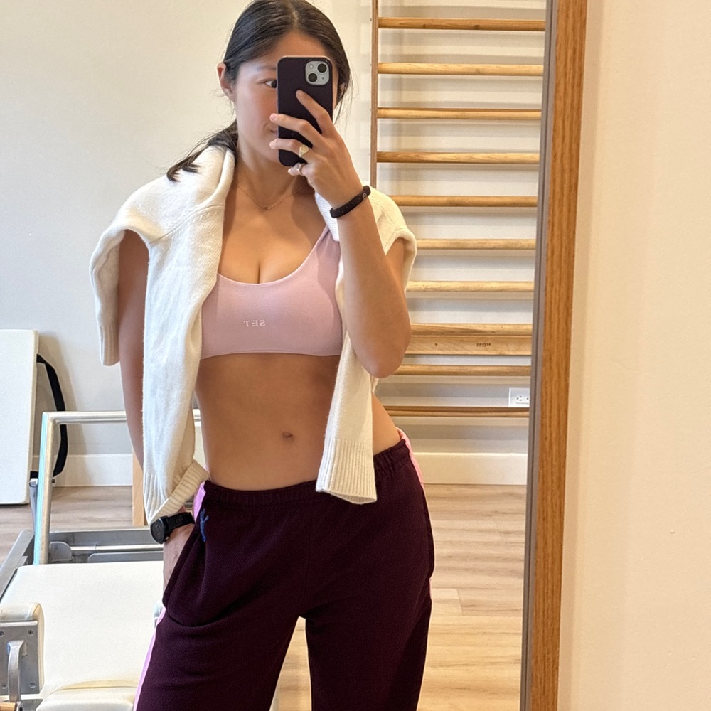 Women’s Burgundy Track Joggers with Side Stripe